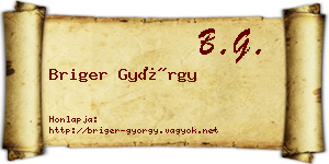 Briger György névjegykártya